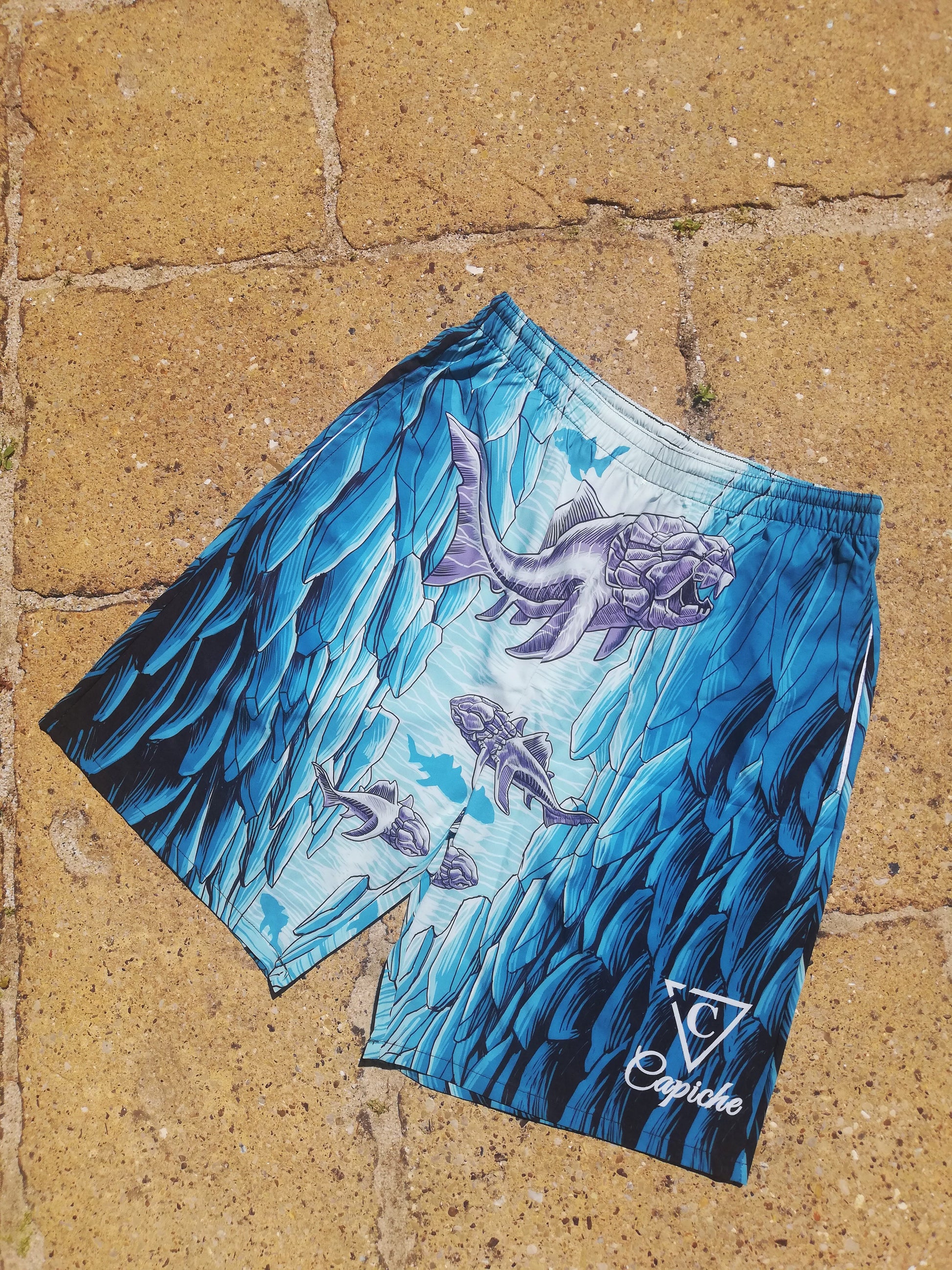 Dunkleosteus Swim Short - Blue - Capiche Caps Swimming shorts