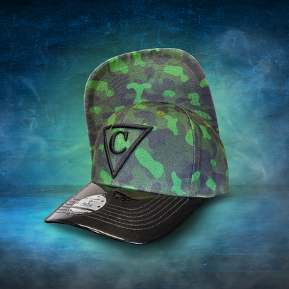 Green Camo Curved Cap Child Size - Green/Black Metallic - Capiche Caps Black