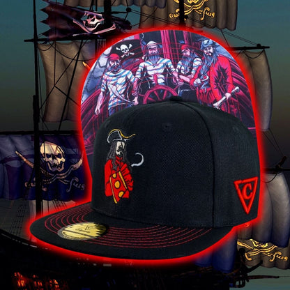 Pirates Snapback - Black & Red Stitches - Capiche Caps Black