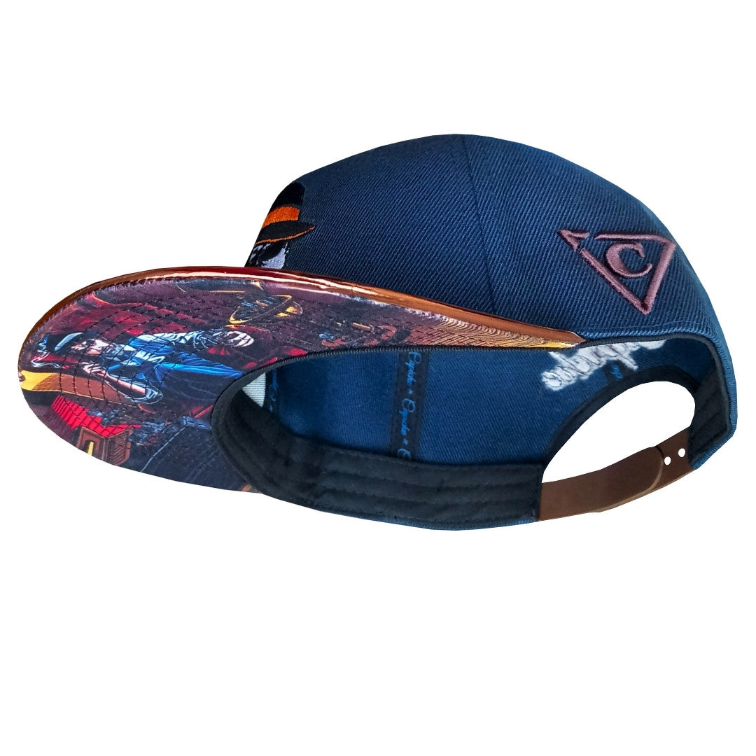 Blue and Brown Metallic Cigar Snapback Hat Capiche Caps (3).jpg