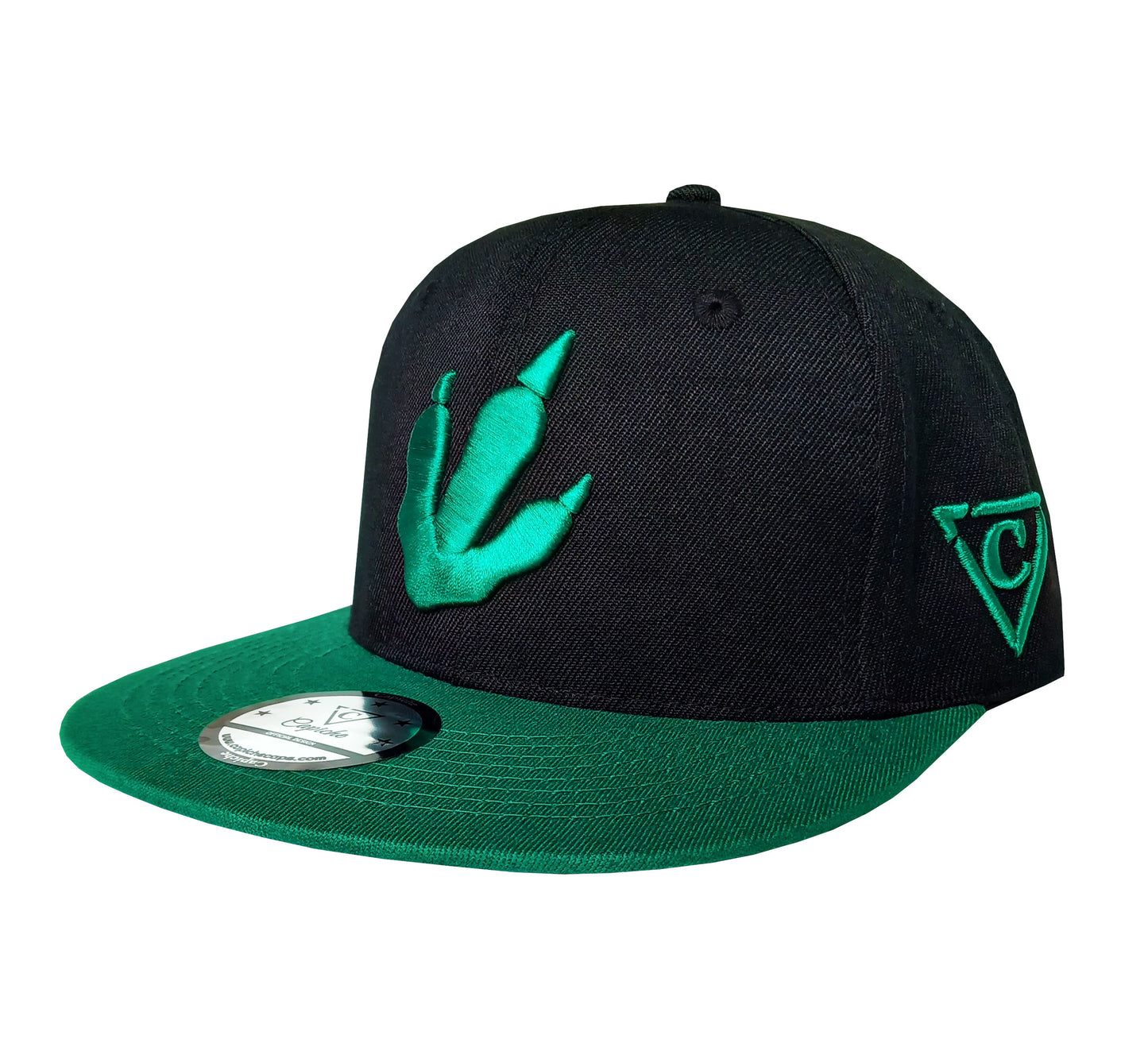 T-rex Snapback - Black/Green - Capiche Caps Black