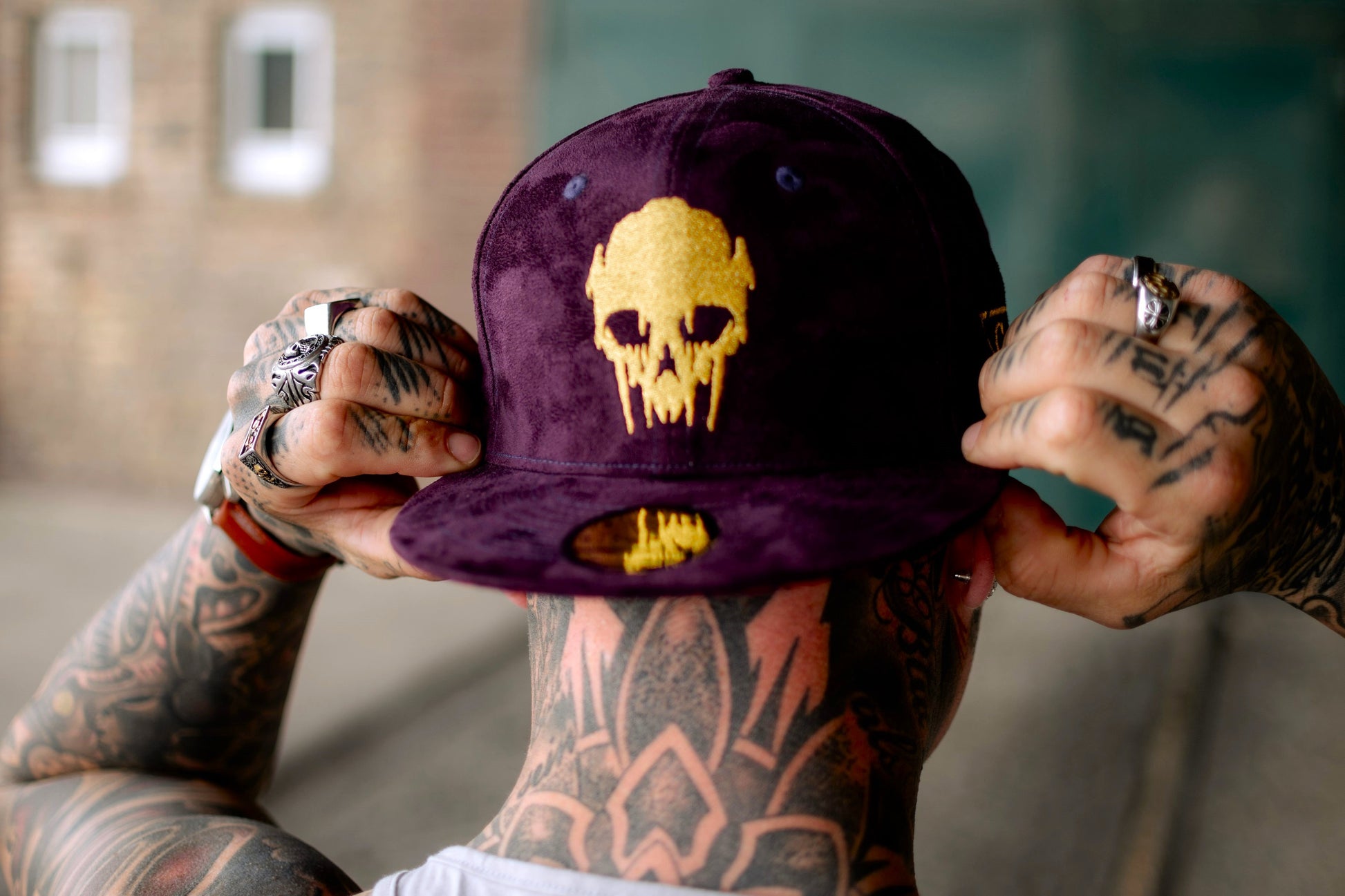 Demon Snapback - Purple Suede & Golden Thread - Capiche Caps Best Sellers