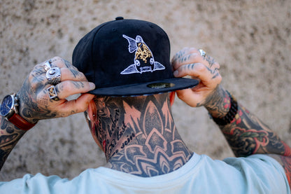 Enno_Ink x Capiche Collab Snapback Black Suede - The Koi 2.0 - Capiche Caps Black