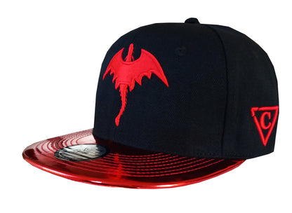 Blue & Red Dragon Metallic Snapback Set - Capiche Caps Black