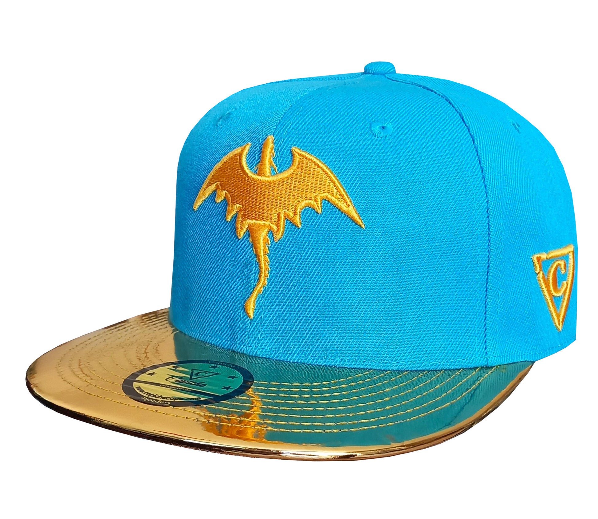 Golden Dragon Snapback - Blue/Gold - Capiche Caps Snapback