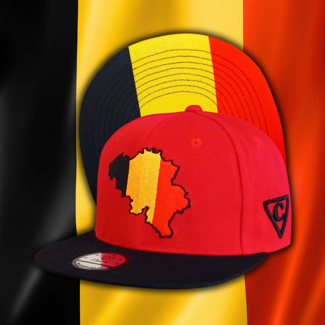 European Championship Belgium Red Snapback Baseball Cap Black Visor (9).jpg