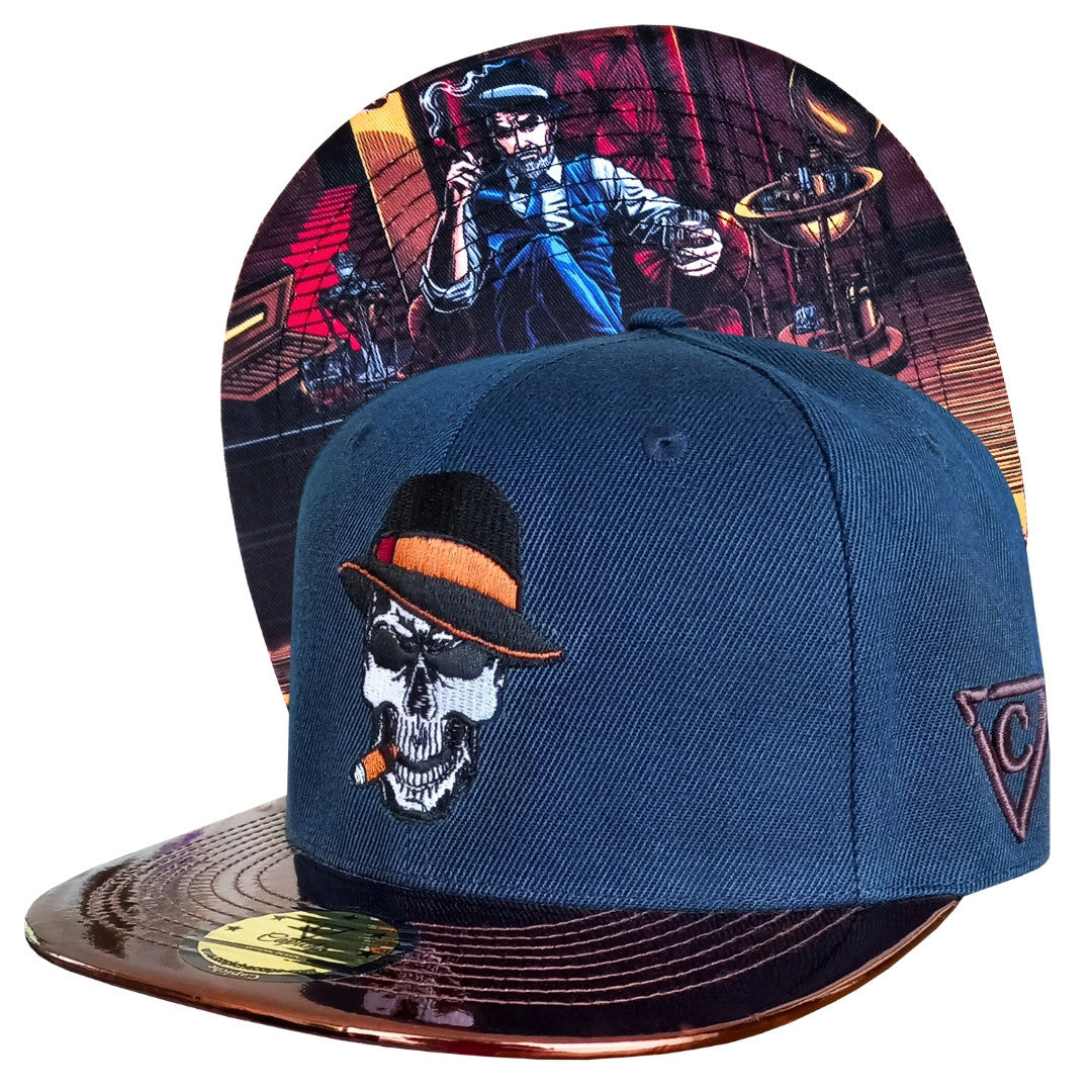 Blue and Brown Metallic Cigar Snapback Hat Capiche Caps (8).jpg