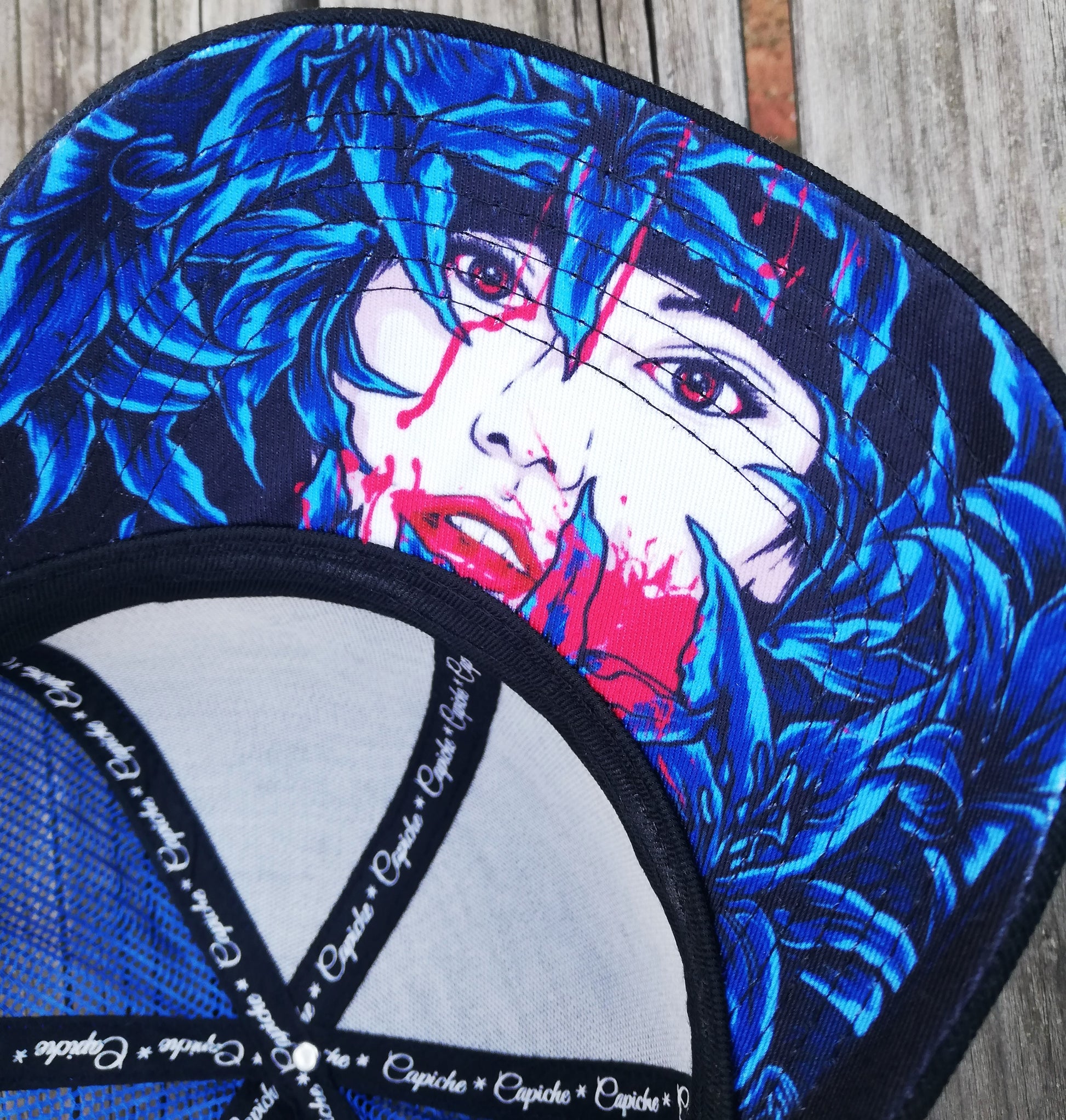 Hidden Lady Trucker Cap - Blue/Black - Capiche Caps Trucker Cap