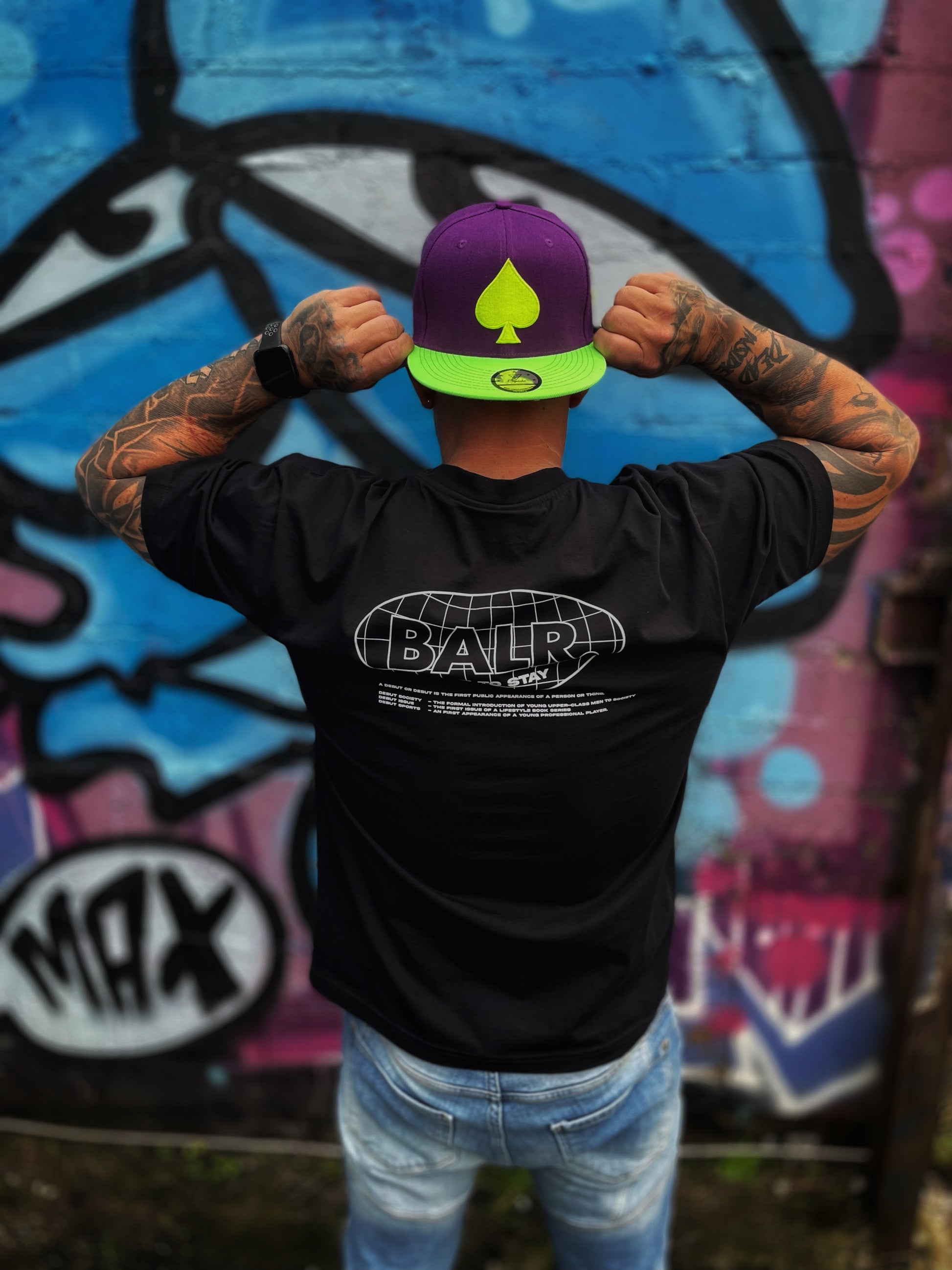 Black Jack Snapback - Purple/Neon Green - Capiche Caps Casino