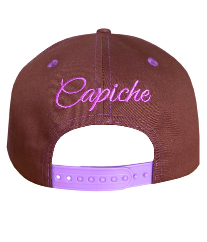 Brown Snapback Baseball Cap Argus Ancient Greek Mythology Purple Triden Logo from Capiche 