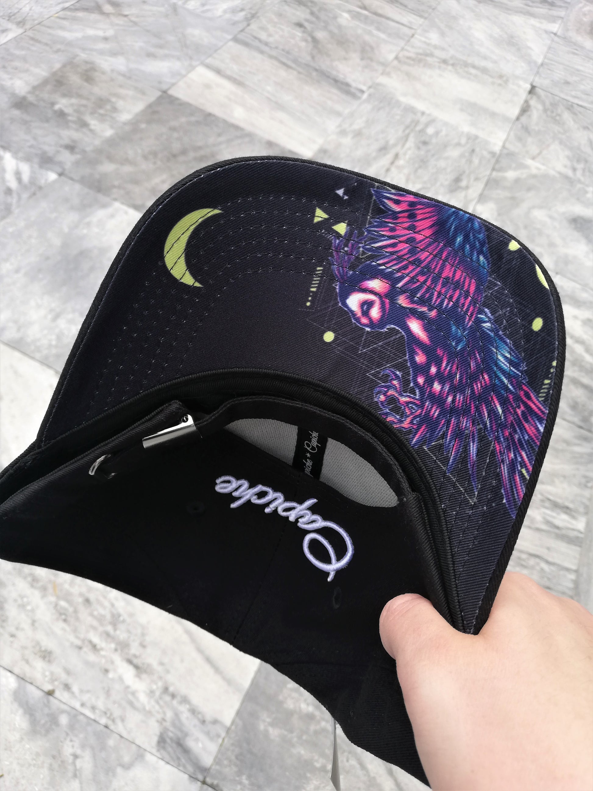 Focused Owl Curved Baseball Cap - Black - Capiche Caps Curved Cap