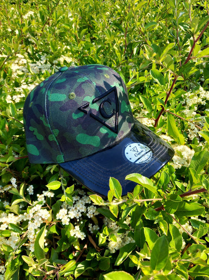 Green Camo Curved Cap - Green/Black Metallic - Capiche Caps Black