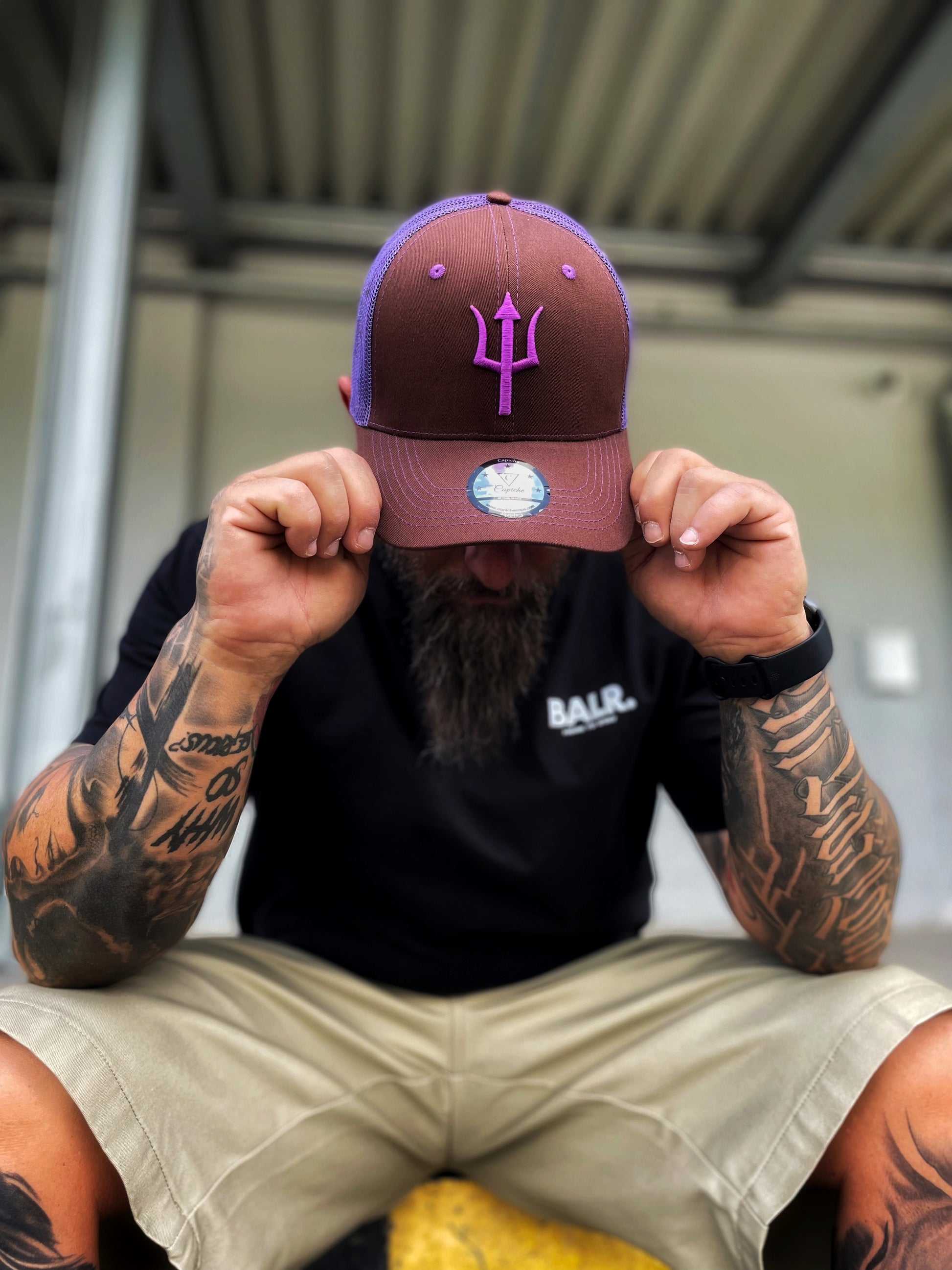 Argus Trucker Cap - Brown/Purple - Capiche Caps Purple