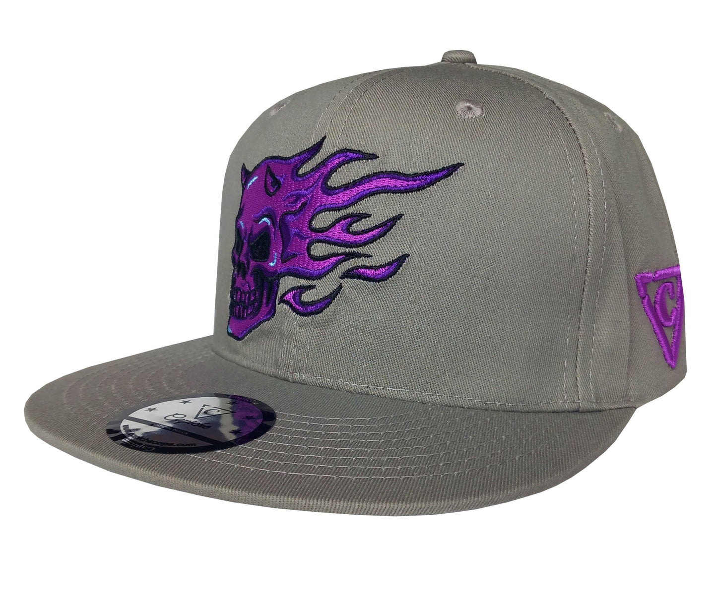 Purple Skull Snapback - Grey - Capiche Caps Snapback