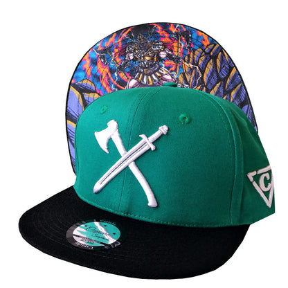 Viking 2 Snapback - Green/Black - Capiche Caps Black