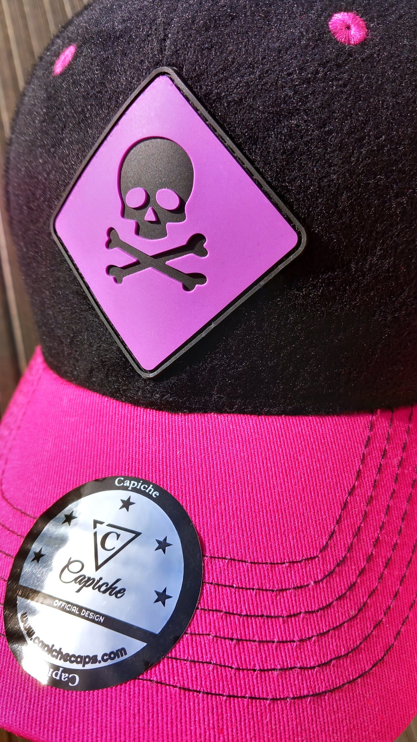 Purple Volcano Curved Cap - Black Fleece/Pink - Capiche Caps Black