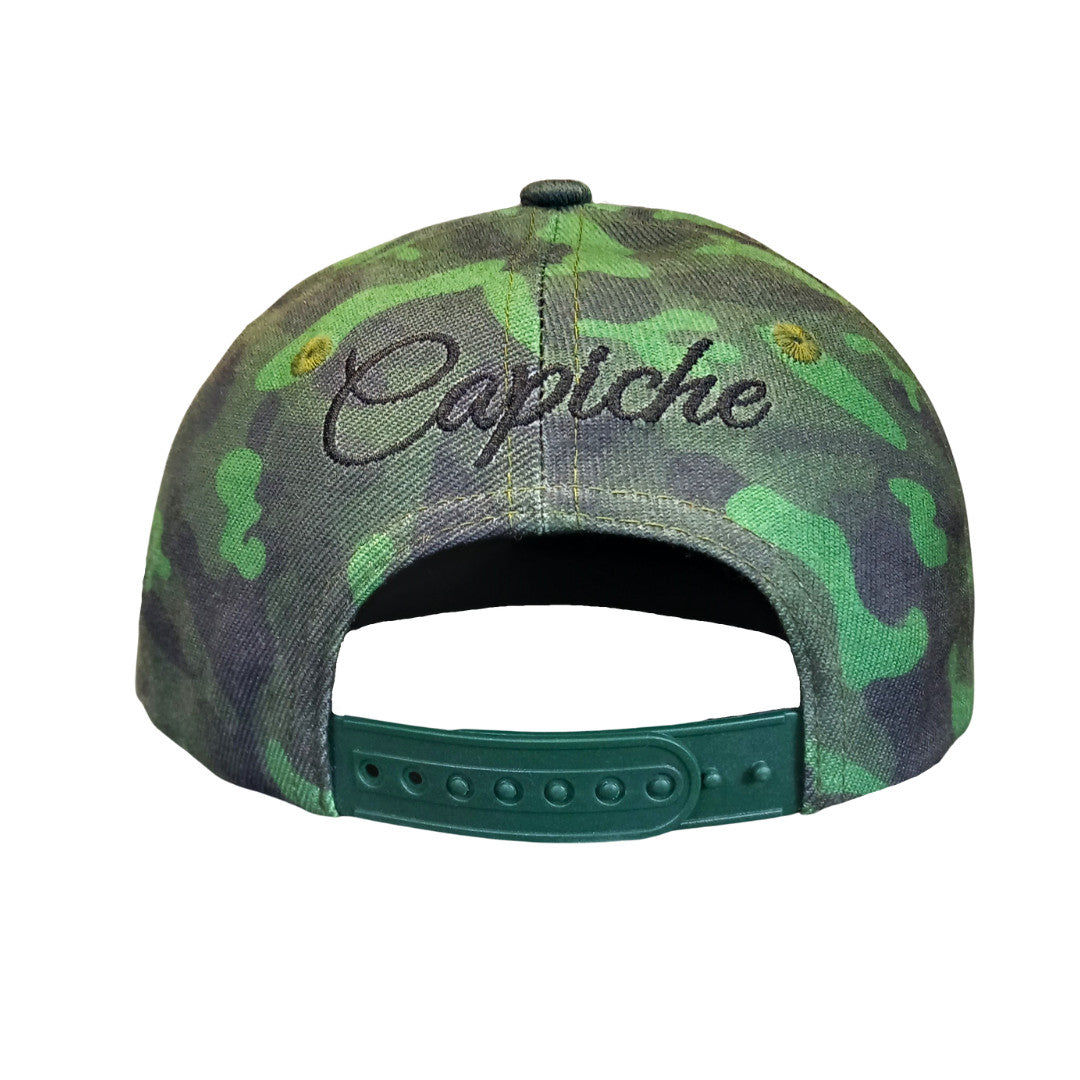 Green Camo Curved Cap Child Size - Green/Black Metallic - Capiche Caps Black