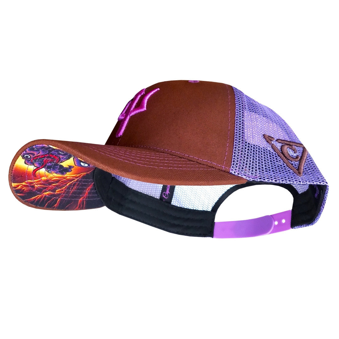 Argus Trucker Cap - Brown/Purple - Capiche Caps Purple