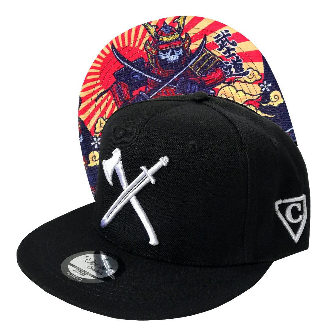 Capiche Samurai Snapback Cap Black White Warrior (1).jpg