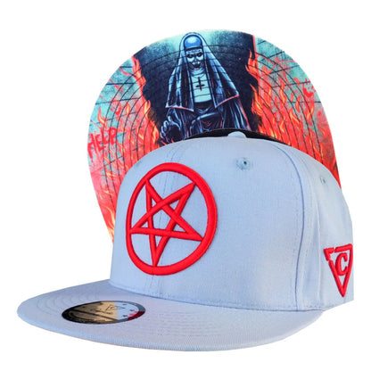 Cursed Nun Snapback - Light Grey - Capiche Caps Snapback