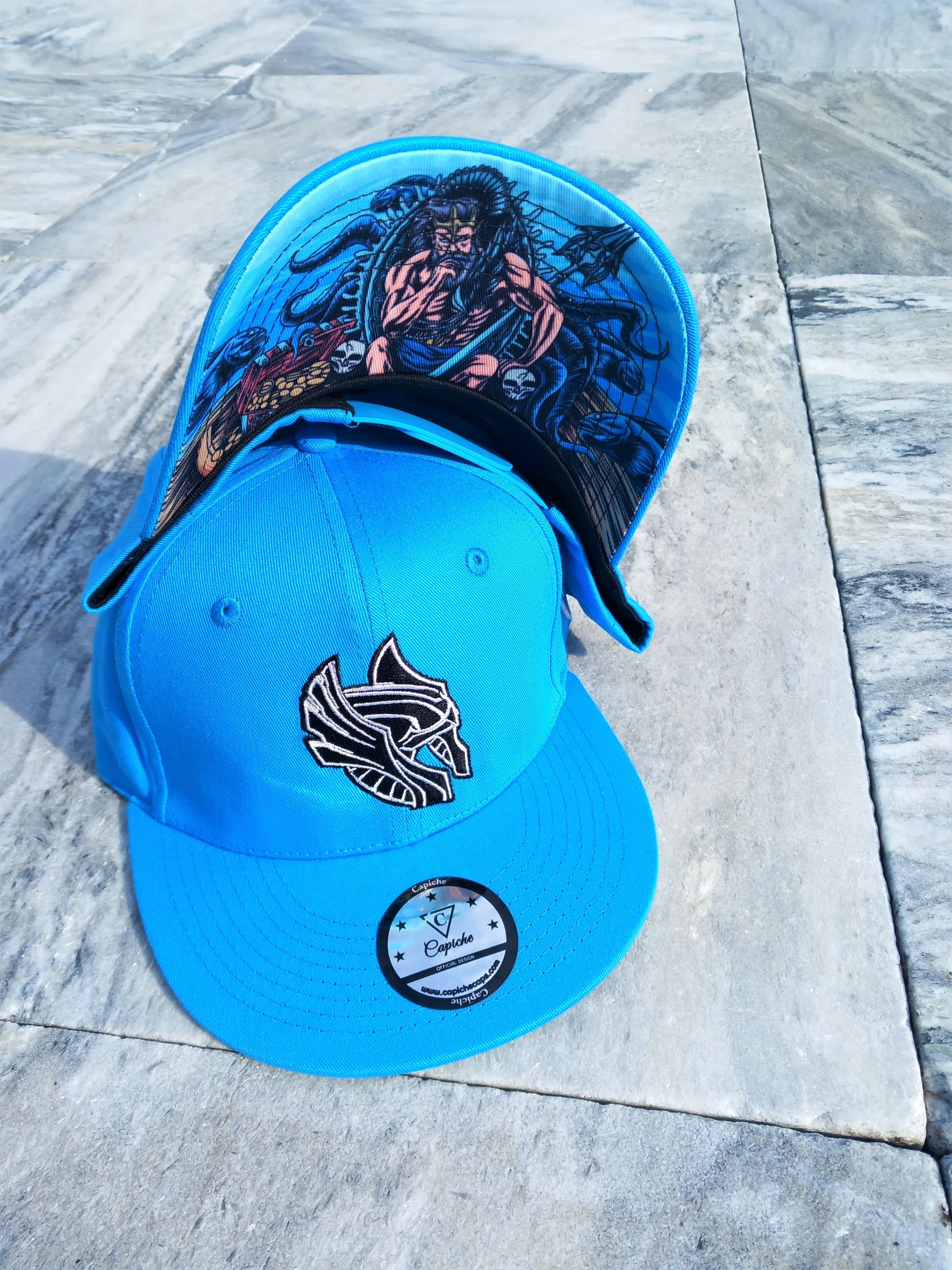 Njord Curved Baseball Cap - Blue - Capiche Caps Norse Mythology