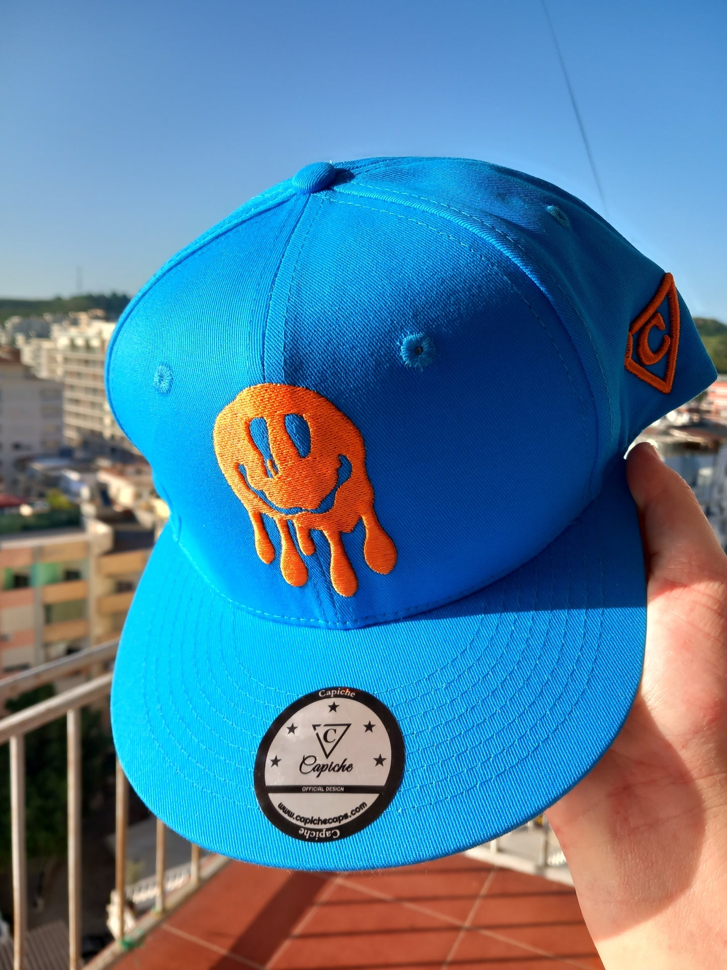 Smiley Gang Snapback - Blue/Orange - Capiche Caps Orange