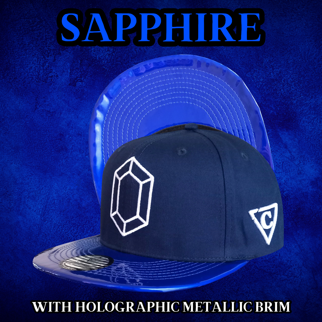 Sapphire Snapback - Blue Holographic Brim - Capiche Caps Holographic