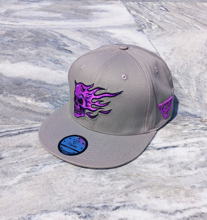 Purple Skull Snapback - Grey - Capiche Caps Snapback