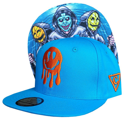 Smiley Gang Snapback - Blue/Orange - Capiche Caps Orange