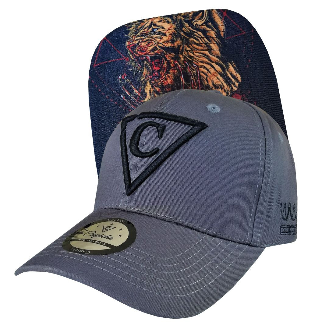 Hungry Lion Curved Baseball Cap - Grey - Capiche Caps Curved Cap