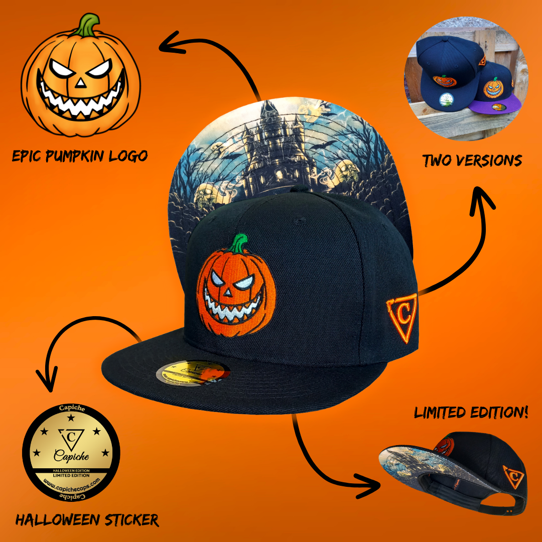 LIMITED Haunted Halloween Snapback - Black - Capiche Caps Black