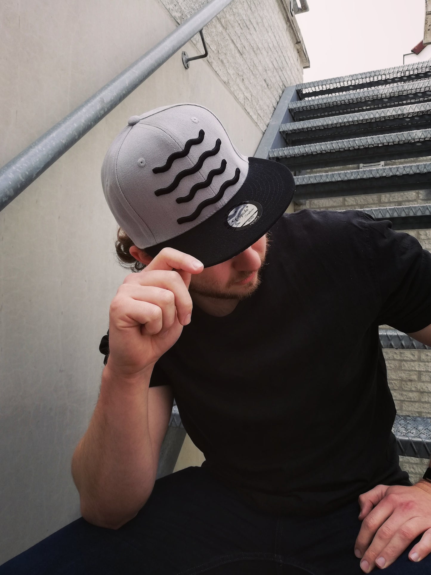 The Kraken Snapback - Grey/Black - Capiche Caps Black