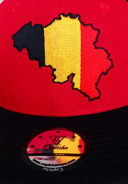 European Championship Belgium Red Snapback Baseball Cap Black Visor (6).jpg