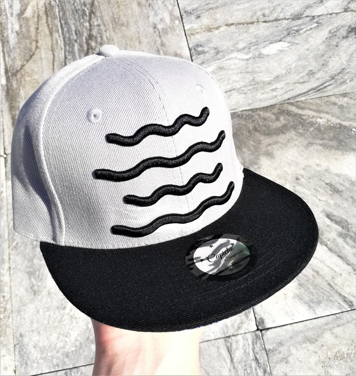 The Kraken Snapback - Grey/Black - Capiche Caps Black