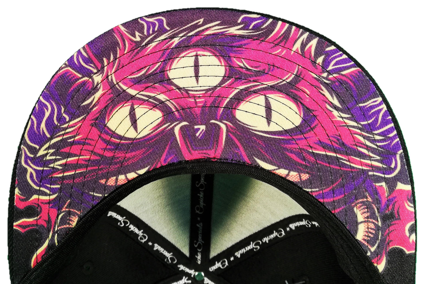 Purple Monster Cat Snapback - Black - Capiche Caps Snapback