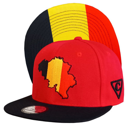 European Championship Belgium Red Snapback Baseball Cap Black Visor (2).jpg