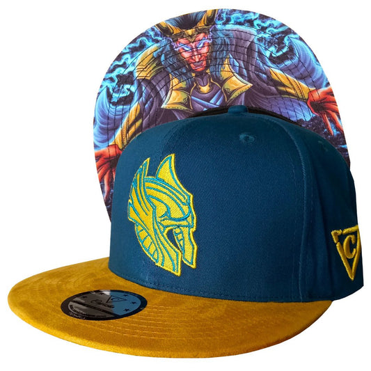 Loki Snapback - Blue/Yellow Suede - Capiche Caps Suede