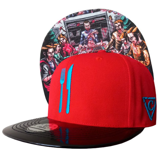 Dinner Time Snapback - Red/Black Metallic - Capiche Caps Black