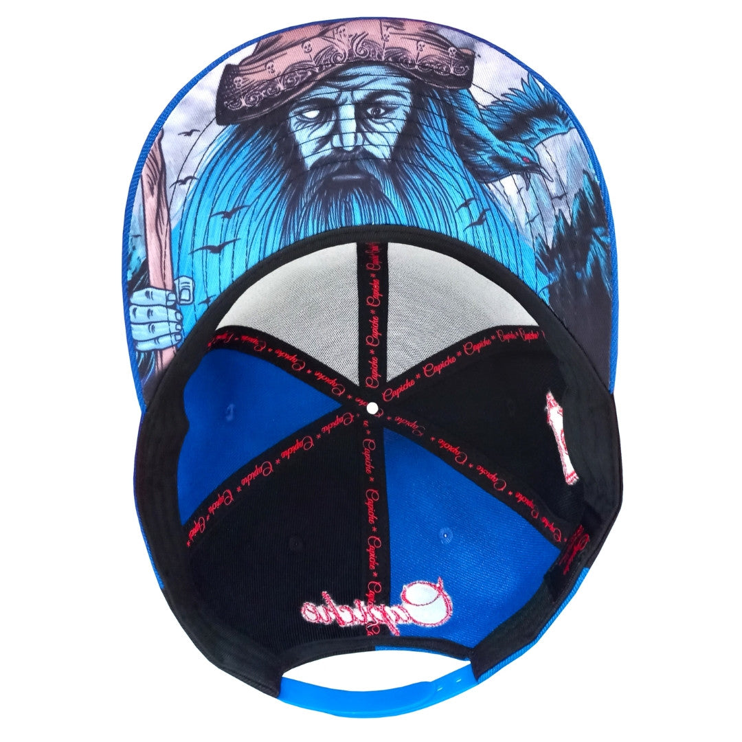 Snapback Half Blue Half Black Colored Panels 50 50 Odin Norse Mythology (4).jpg