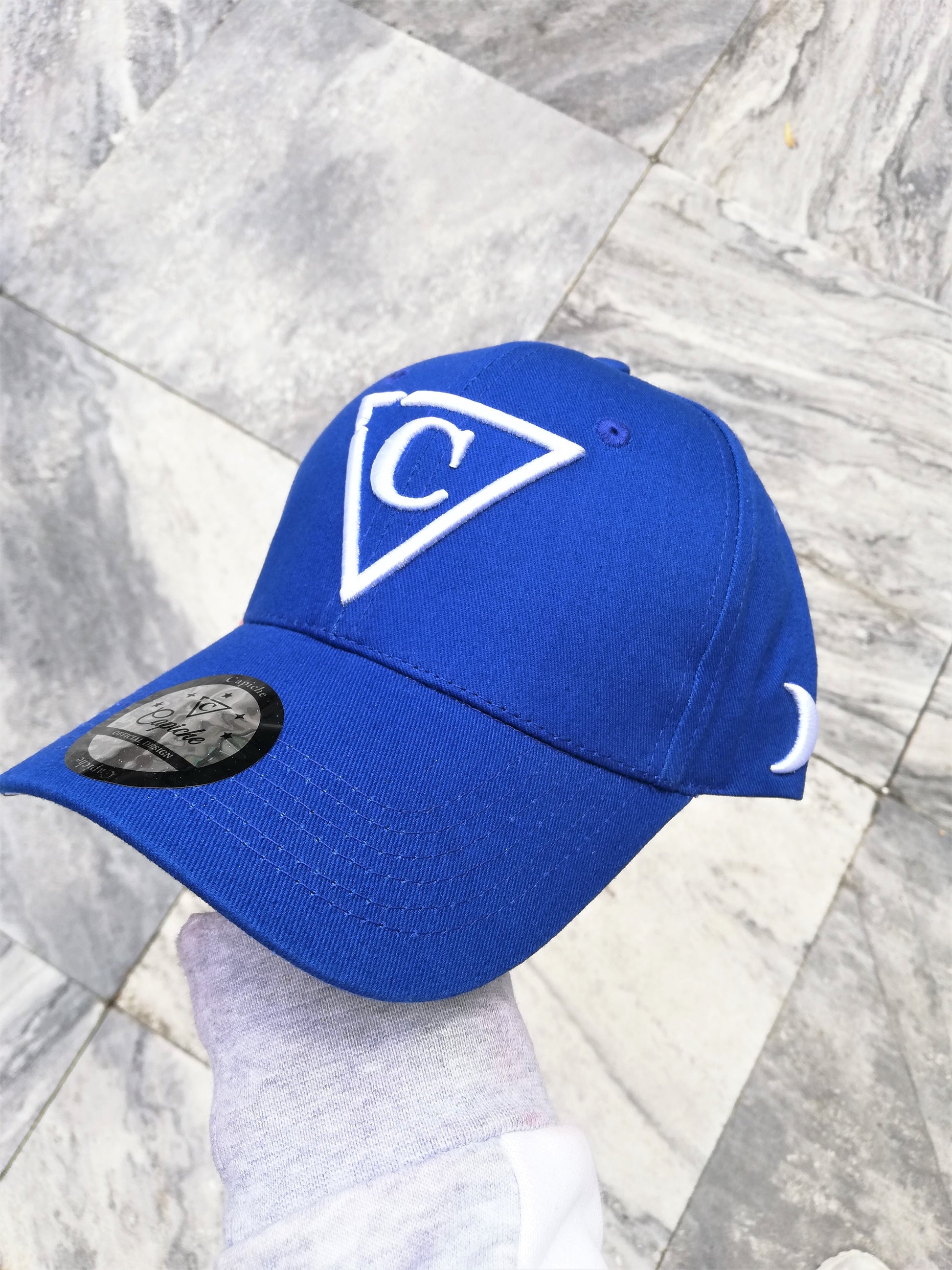 Crying Wolf Curved Baseball Cap - Blue - Capiche Caps Curved Cap