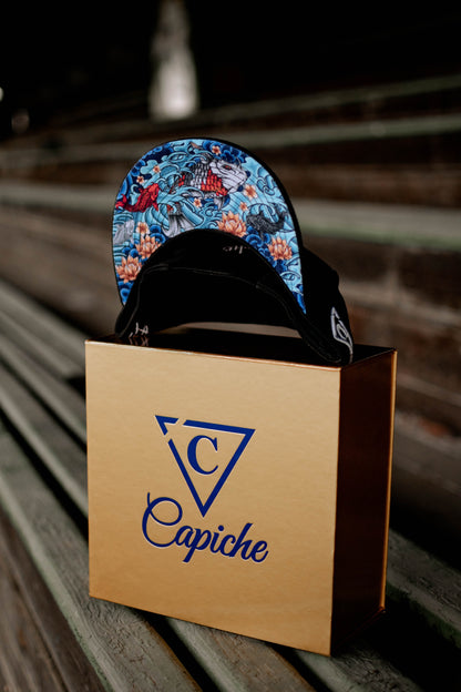 Enno_Ink x Capiche Collab Snapback - The Koi - Capiche Caps Black