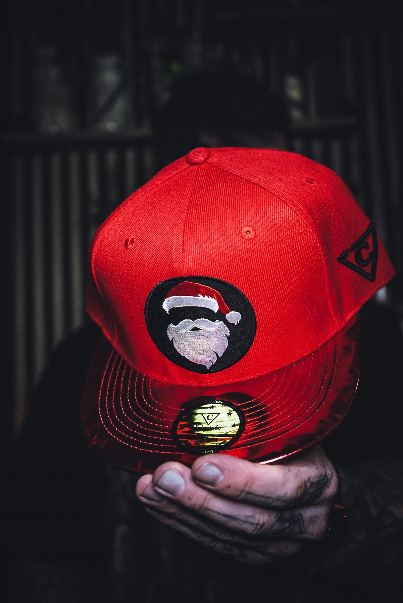 Santa's List Snapback - Red/Metallic - Capiche Caps Limited Edition