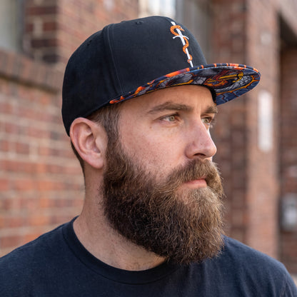 Lava Venom Snapback - Black/Orange Lava Pattern