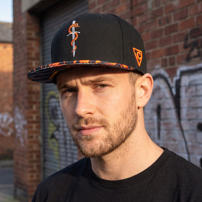Lava Venom Snapback - Black/Orange Lava Pattern